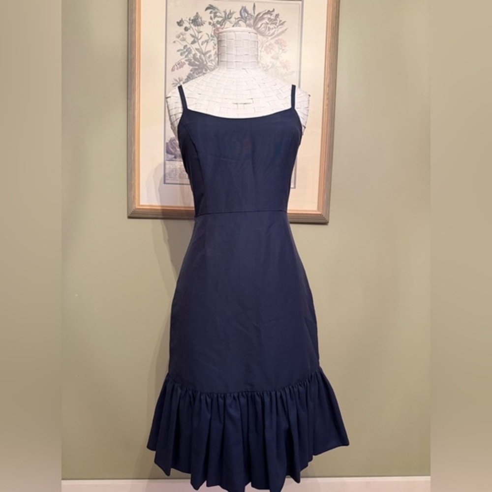 Kate Spade Navy Blue Sheath Dress with Flounce Hem